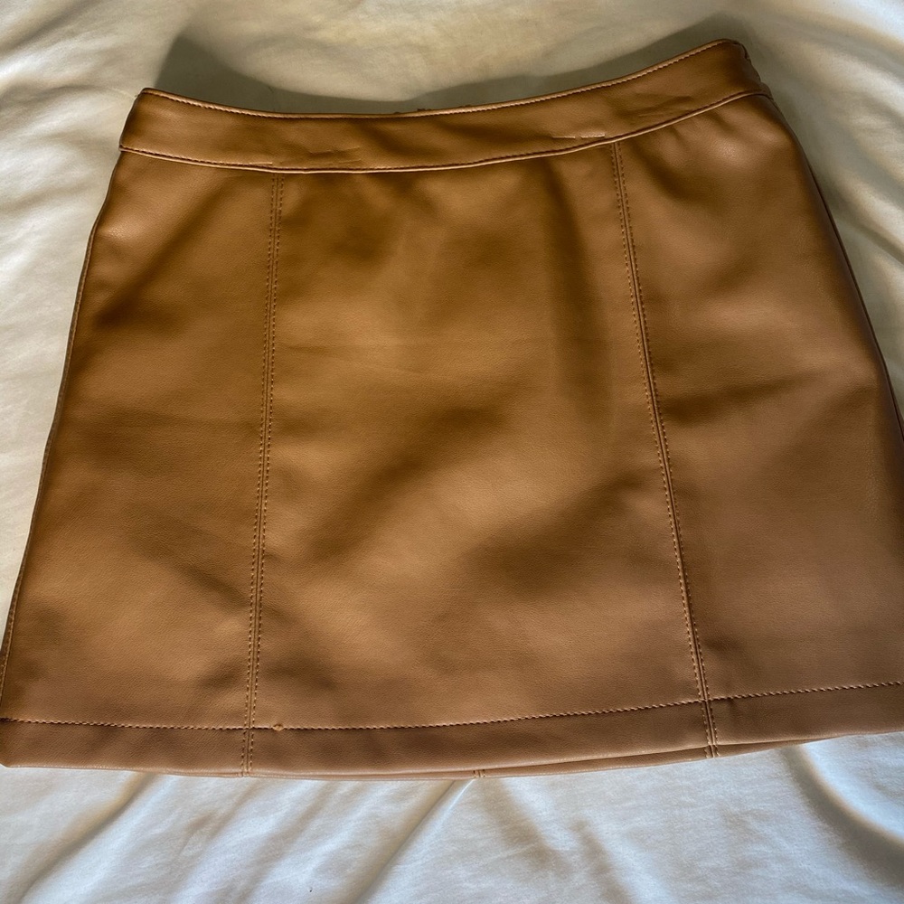 Tan Leather Mini skirt